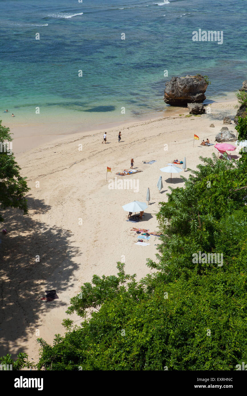 Bird view of Padang-padang beach in Labuan Sait, South Kuta, Badung, Bali, Indonesia. Stock Photo