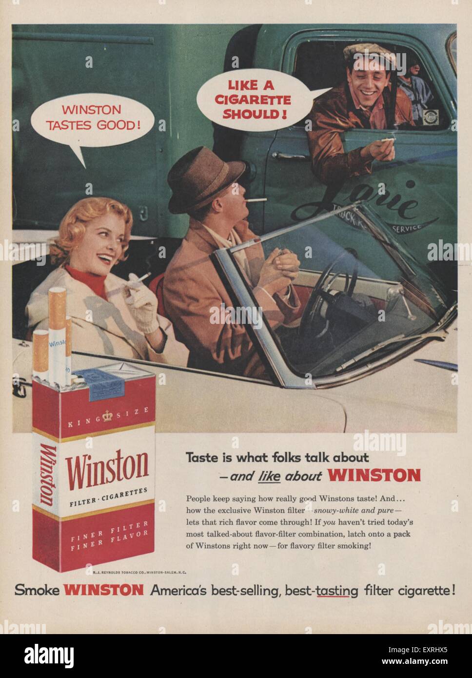 winston cigarette ads 1950s USA Winston Magazine Advert Stock Photo