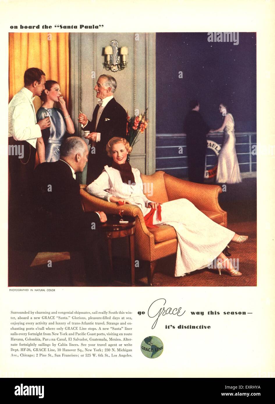 1930s USA Grace Line Magazine Advert Stock Photo