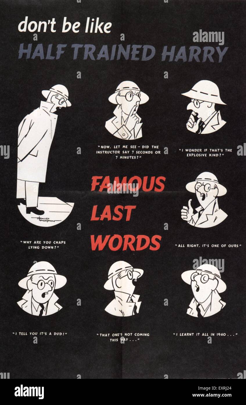 1940s UK Famous Last Words Poster Stock Photo Alamy