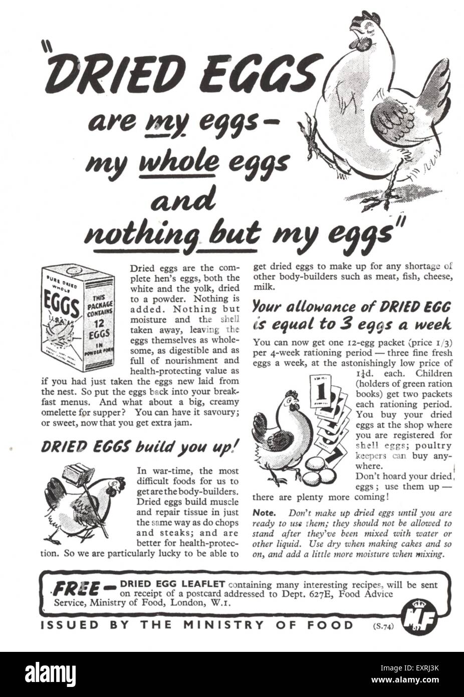 1940s UK Dried Eggs Poster Stock Photo Alamy