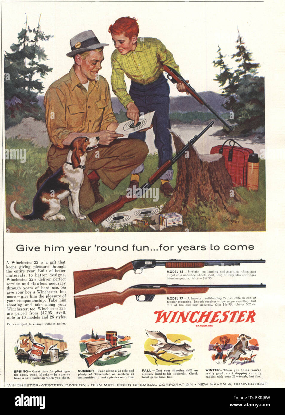 1950s USA Winchester Magazine Advert Stock Photo - Alamy