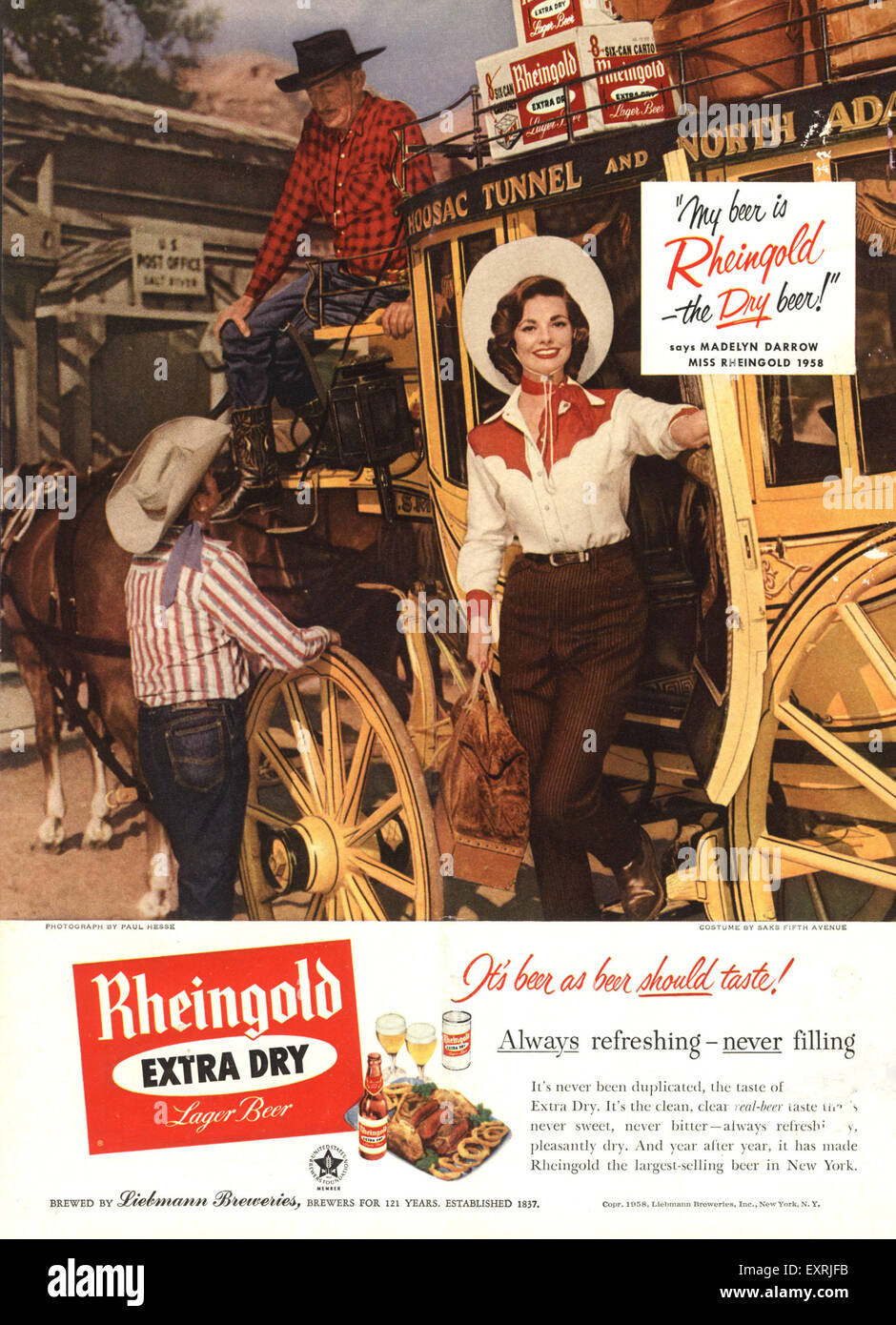 1950s USA Rheingold Magazine Advert Stock Photo
