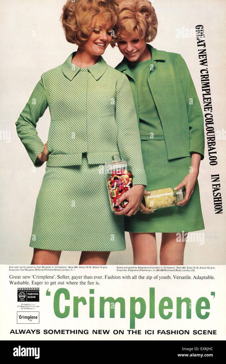 1960s UK Crimplene by ICI Magazine Advert Stock Photo