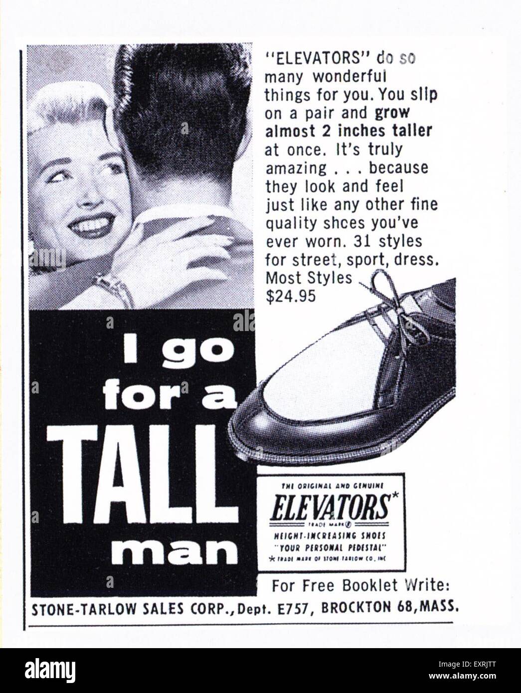 1950s USA Height-Increasing Shoes Magazine Advert Stock Photo - Alamy