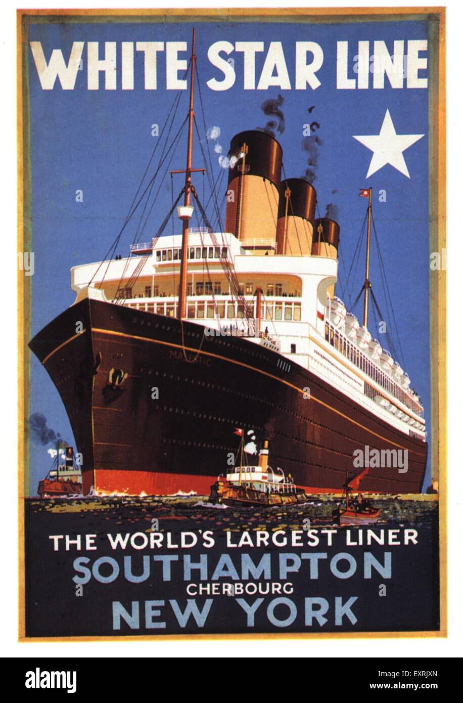 1920s UK White Star Line Poster Stock Photo