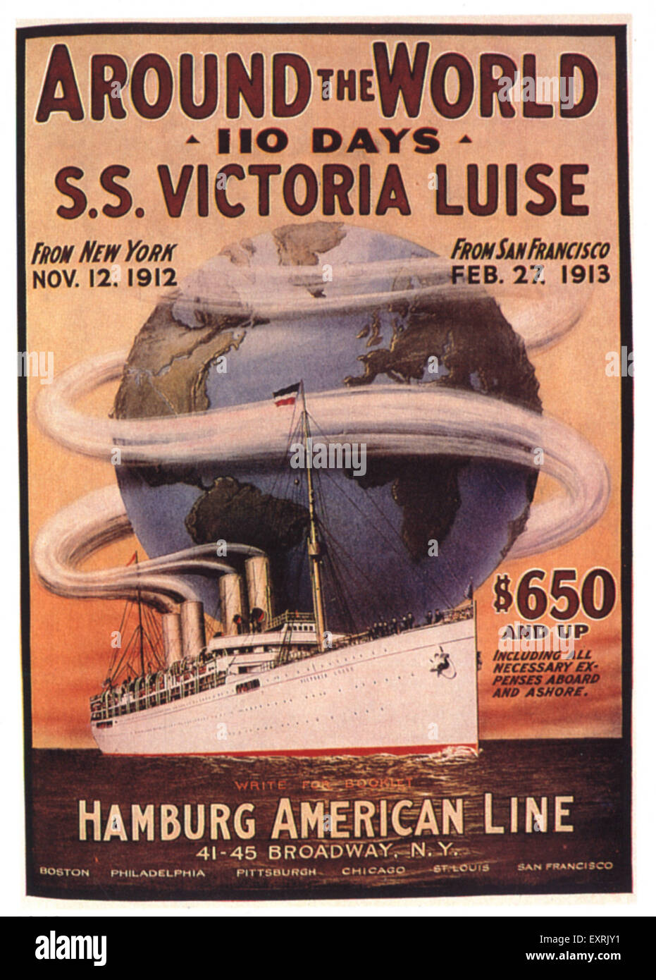 1910s USA Hamburg American Line Poster Stock Photo Alamy