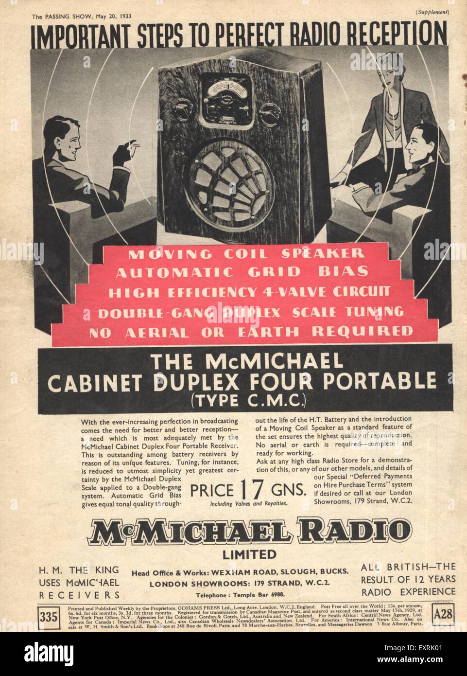 1930s UK McMichael Radio Magazine Advert Stock Photo