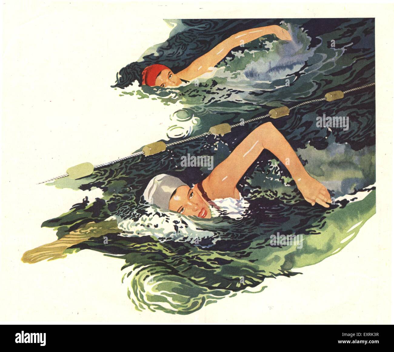 1950s USA Swimming Magazine Plate Stock Photo