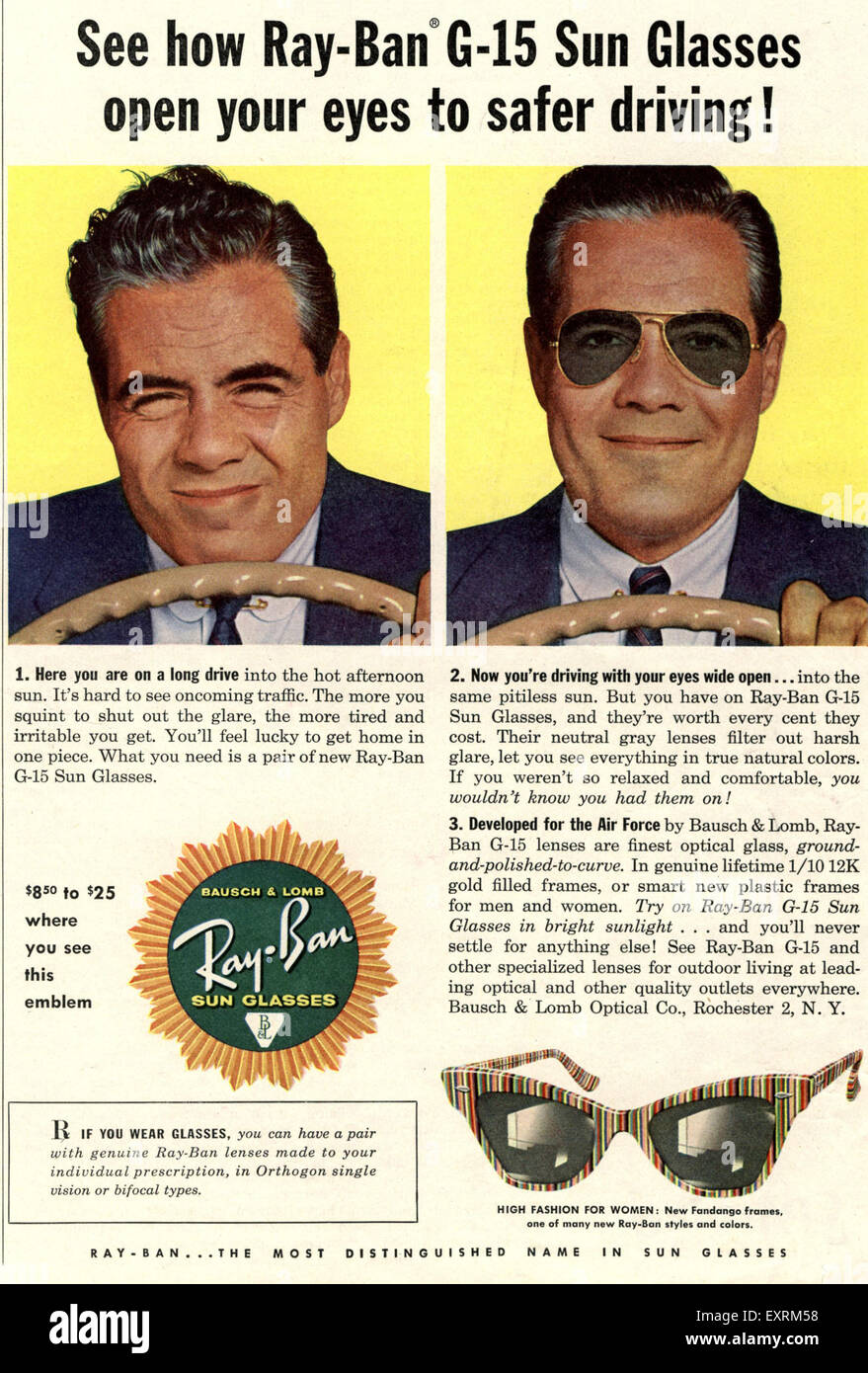 1950s UK Ray-Ban Magazine Advert Stock 