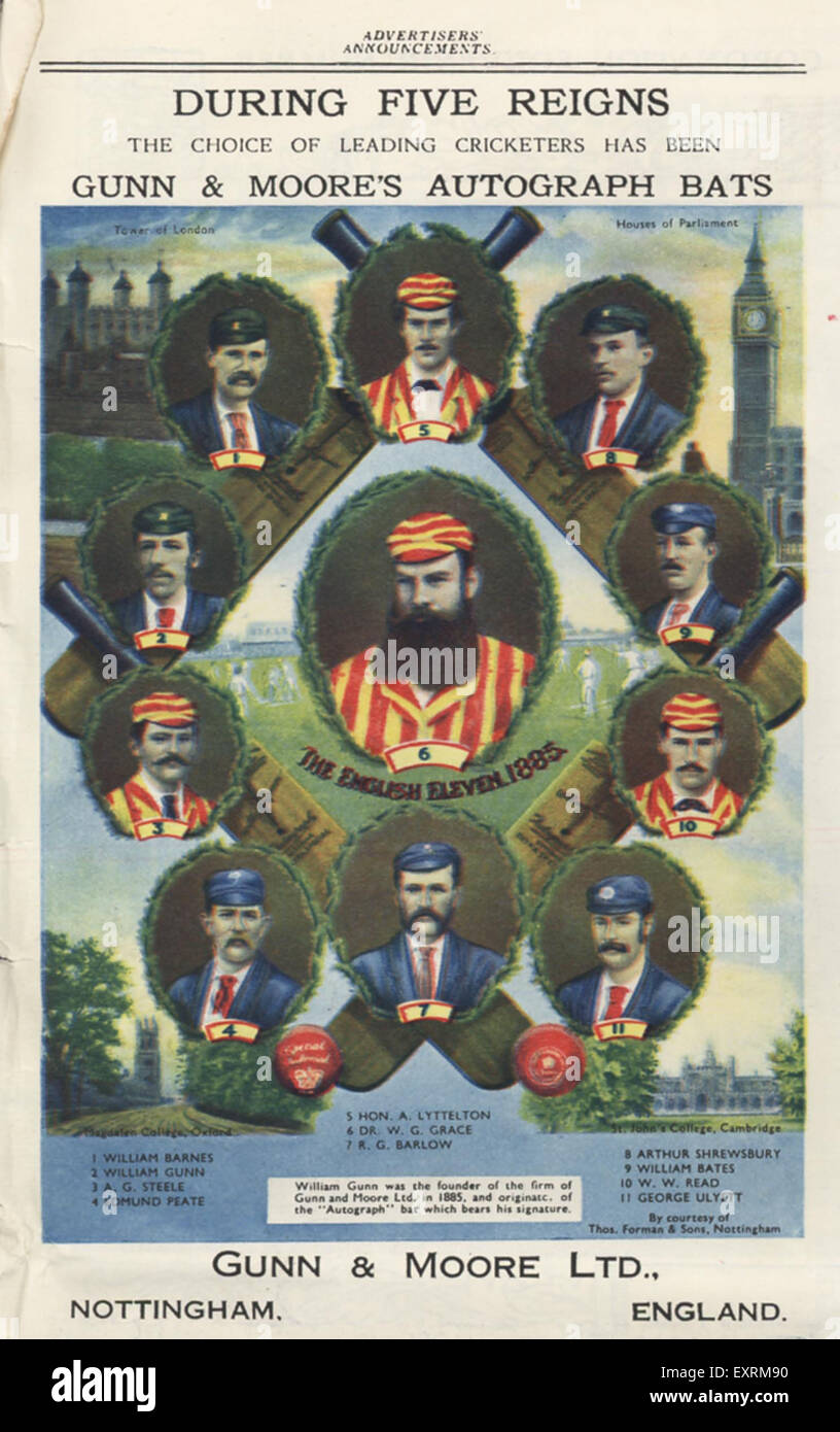 1930s UK Gunn and Moore Newspaper Advert Stock Photo