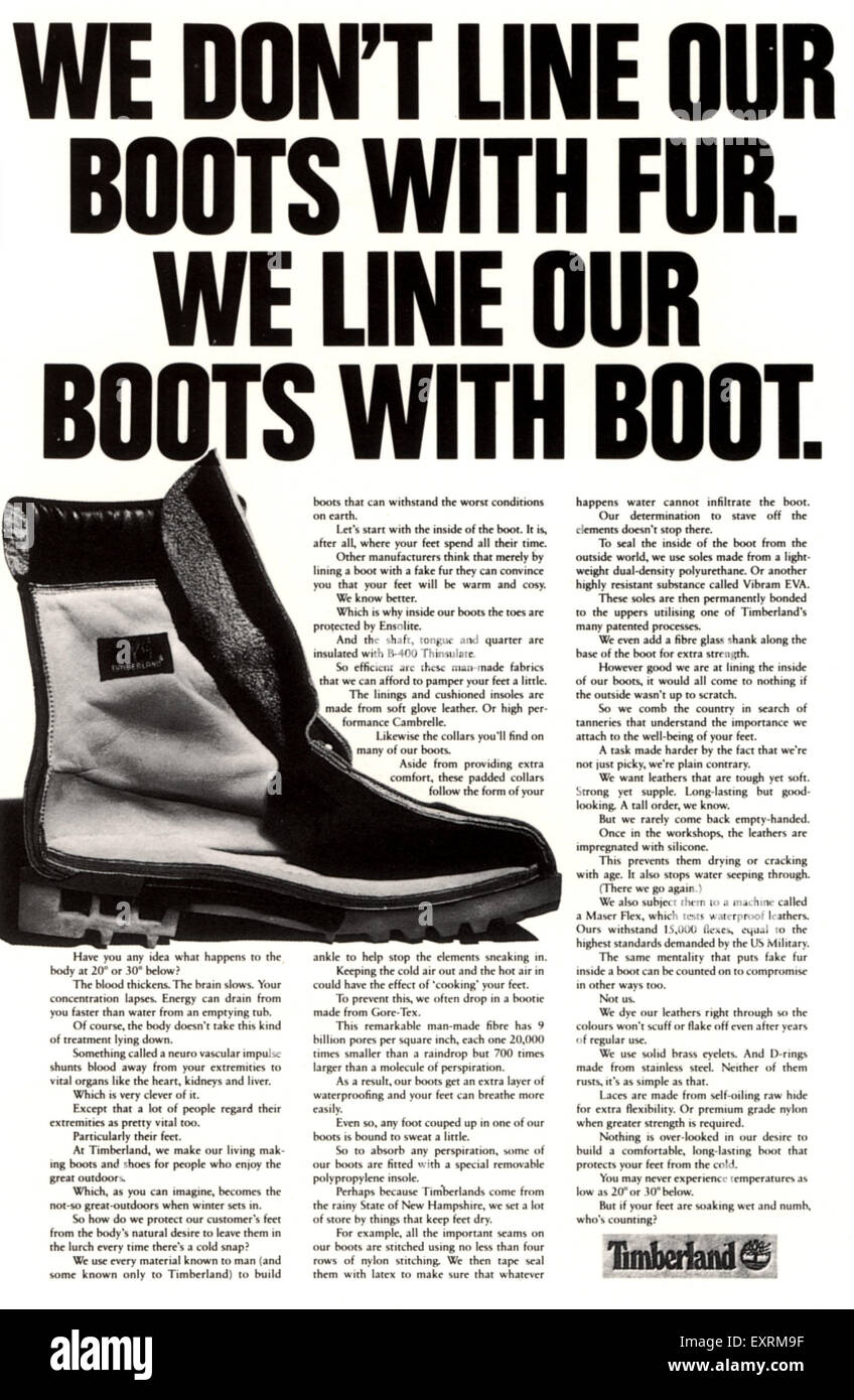 1990s UK Timberland Magazine Advert Stock Photo - Alamy