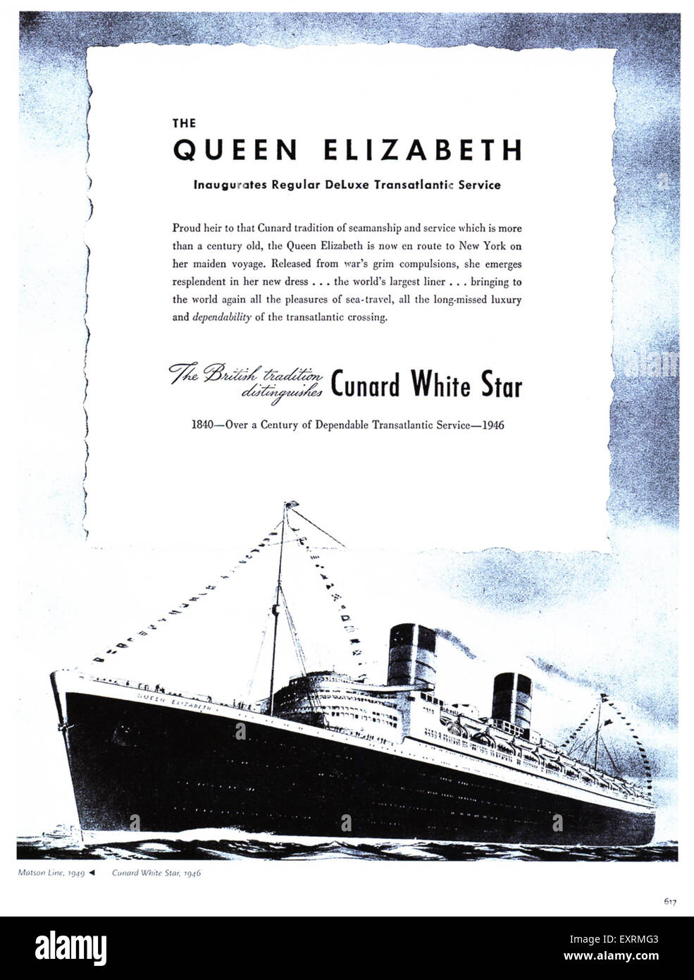 Cunard Magazine Advert Stock Photo