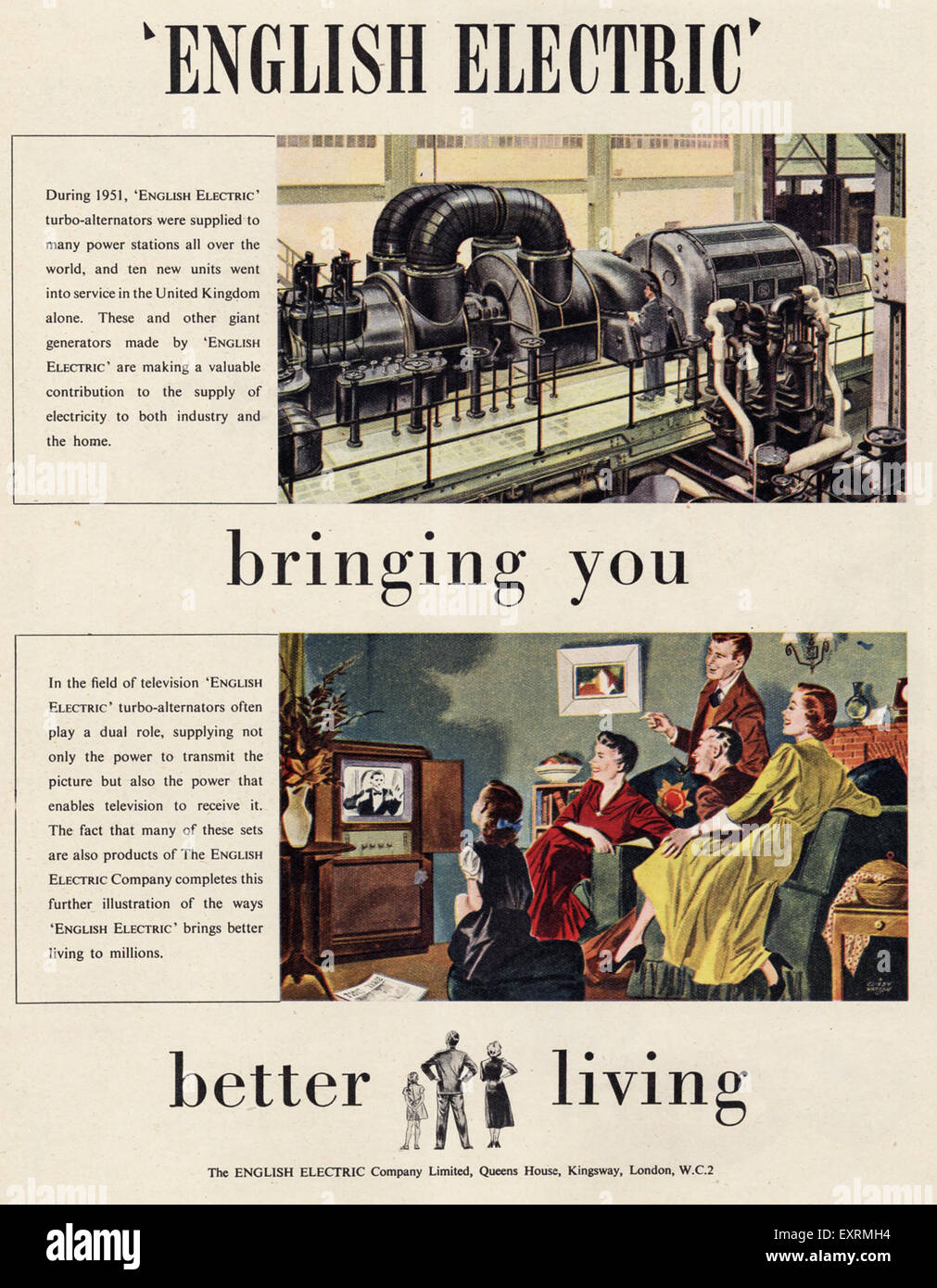 1950S UK English Electric Magazine Advert Stock Photo