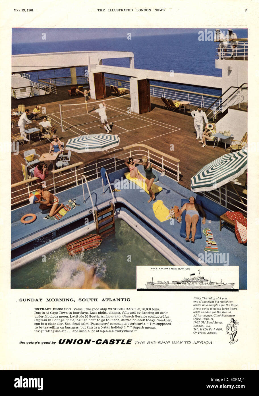 1960s UK Union-Castle Cruises Magazine Advert Stock Photo