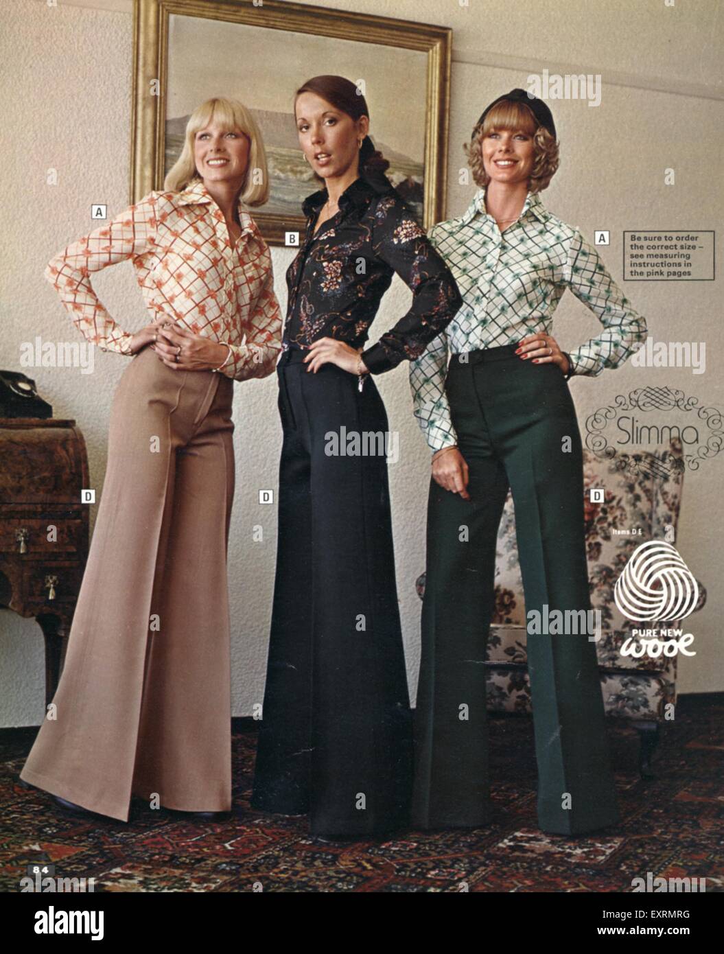 1970s UK Womens Fashion Catalogue/ Brochure Plate Stock Photo