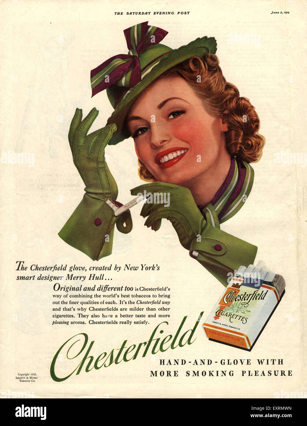 1930s USA Chesterfield Magazine Advert Stock Photo - Alamy