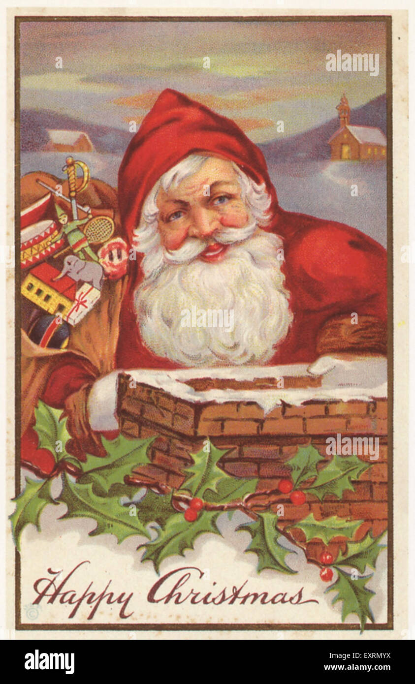 1900s USA Christmas Greetings Card Stock Photo