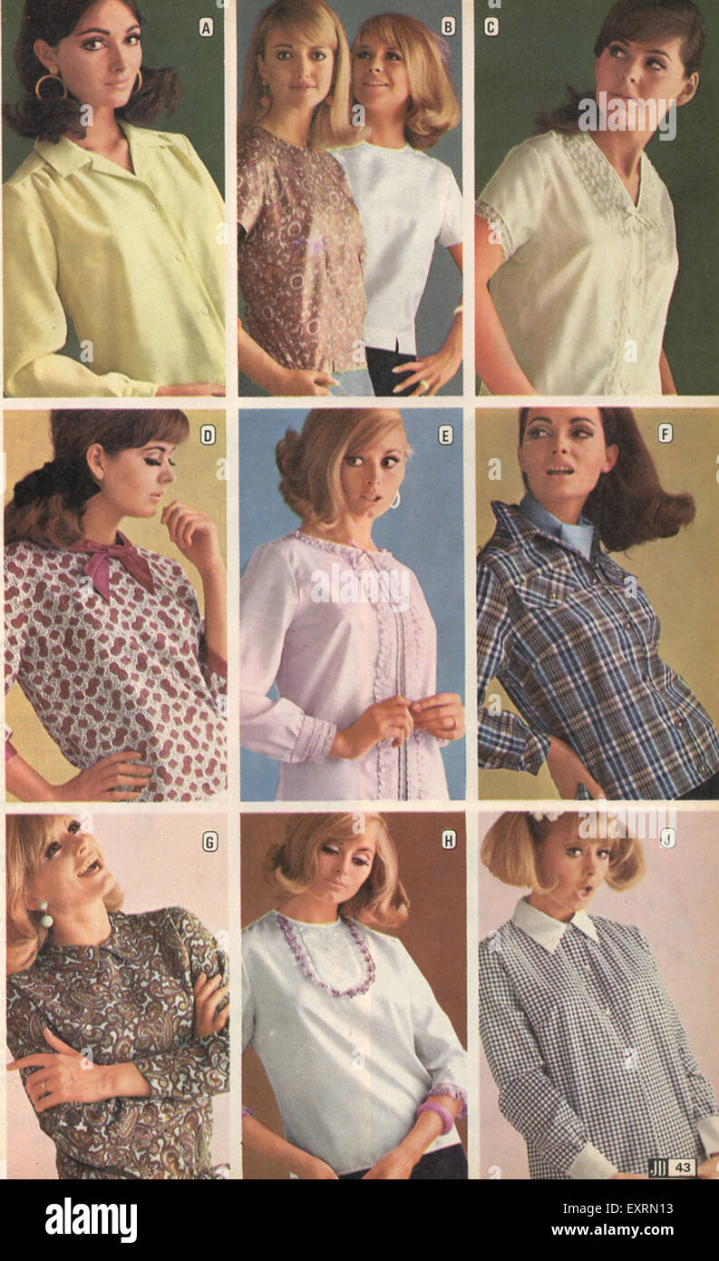 1960s UK Womens Fashion Catalogue/ Brochure Plate Stock Photo