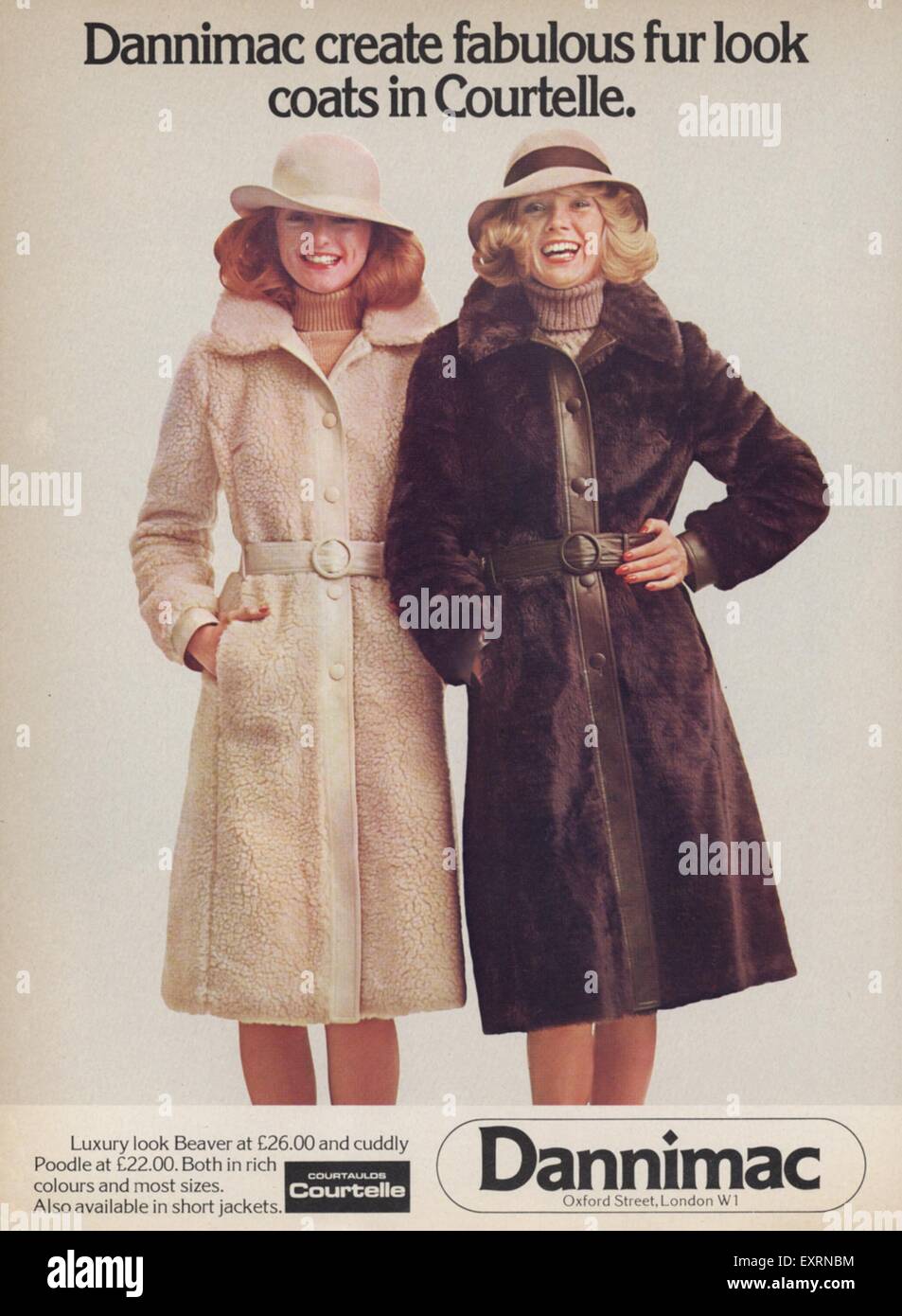 1970s UK Dannimac Magazine Advert Stock Photo
