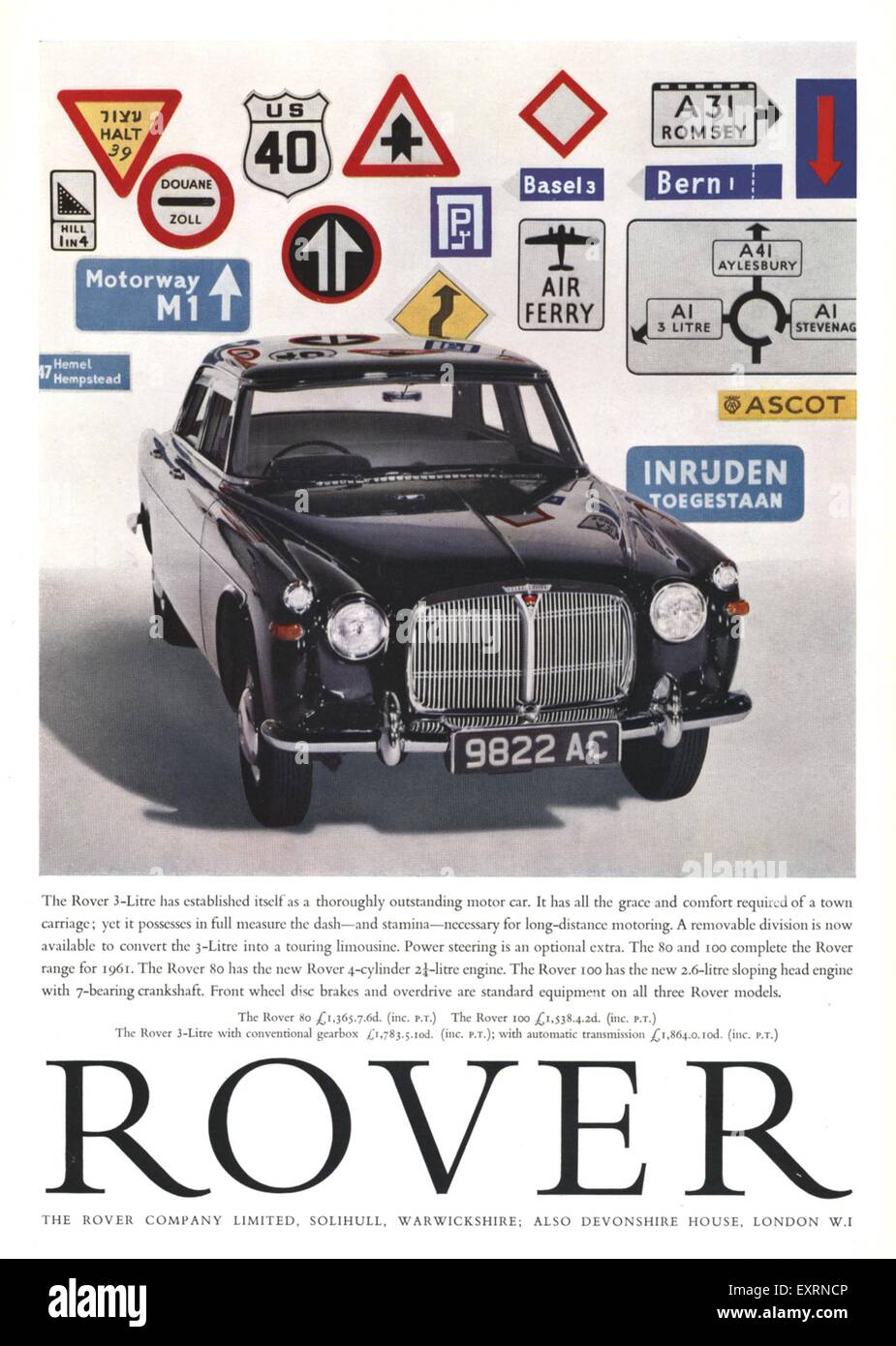 1960s UK Rover Magazine Advert Stock Photo