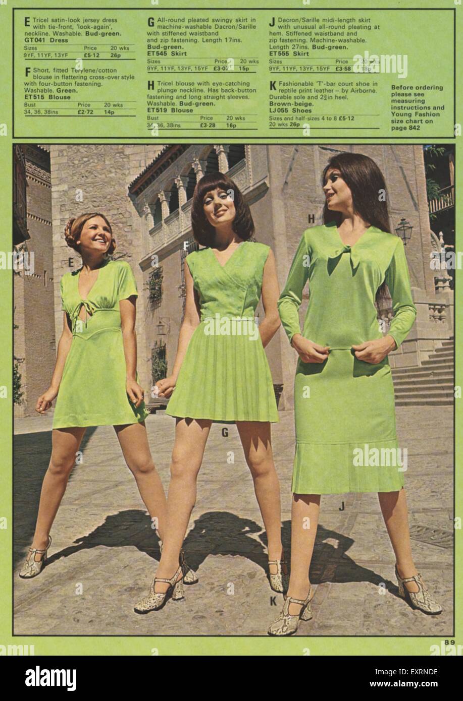 1970s UK Womens Fashion Catalogue/ Brochure Plate Stock Photo