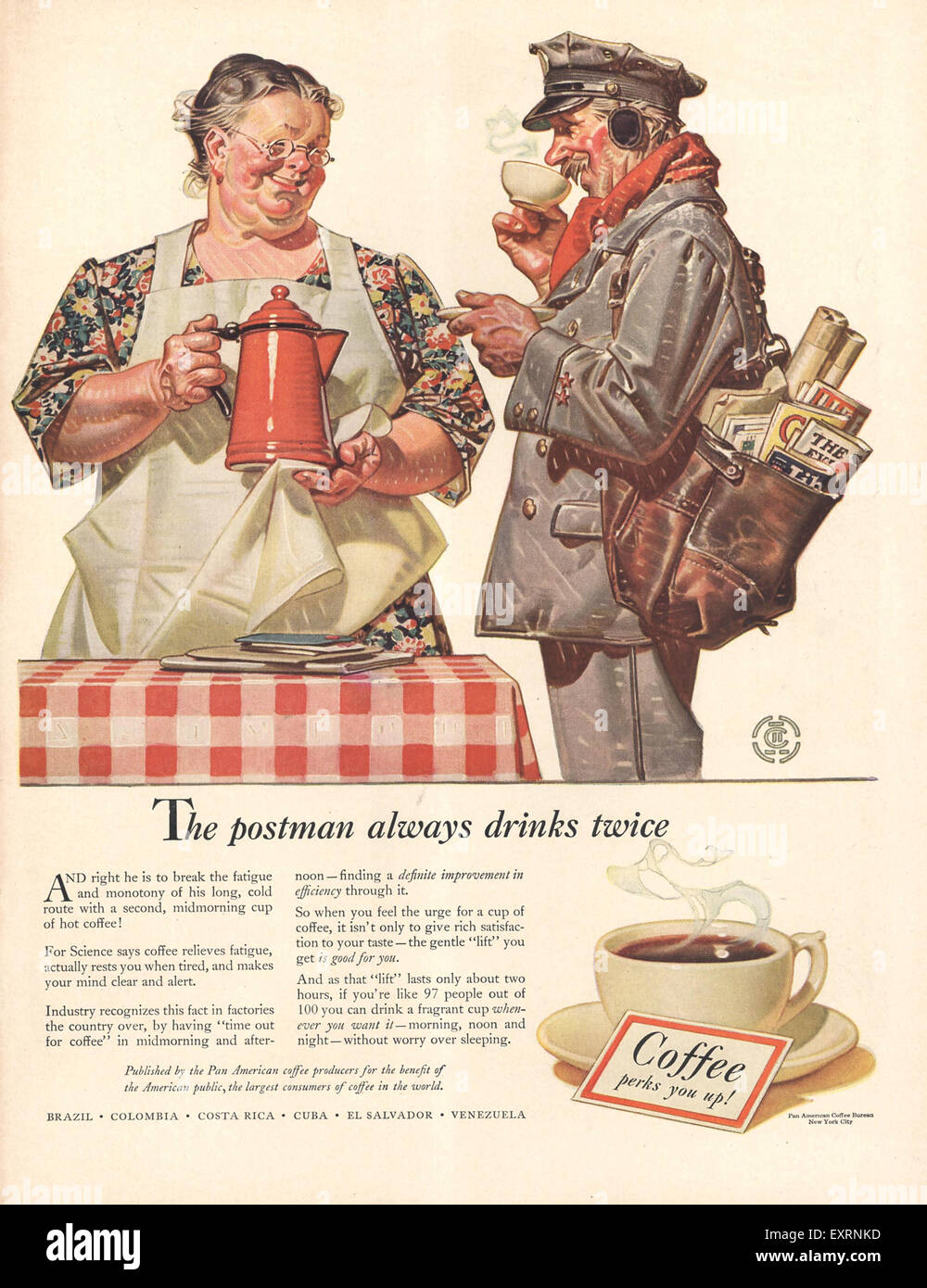 1930s USA Coffee Perks You Up! Magazine Advert Stock Photo Alamy