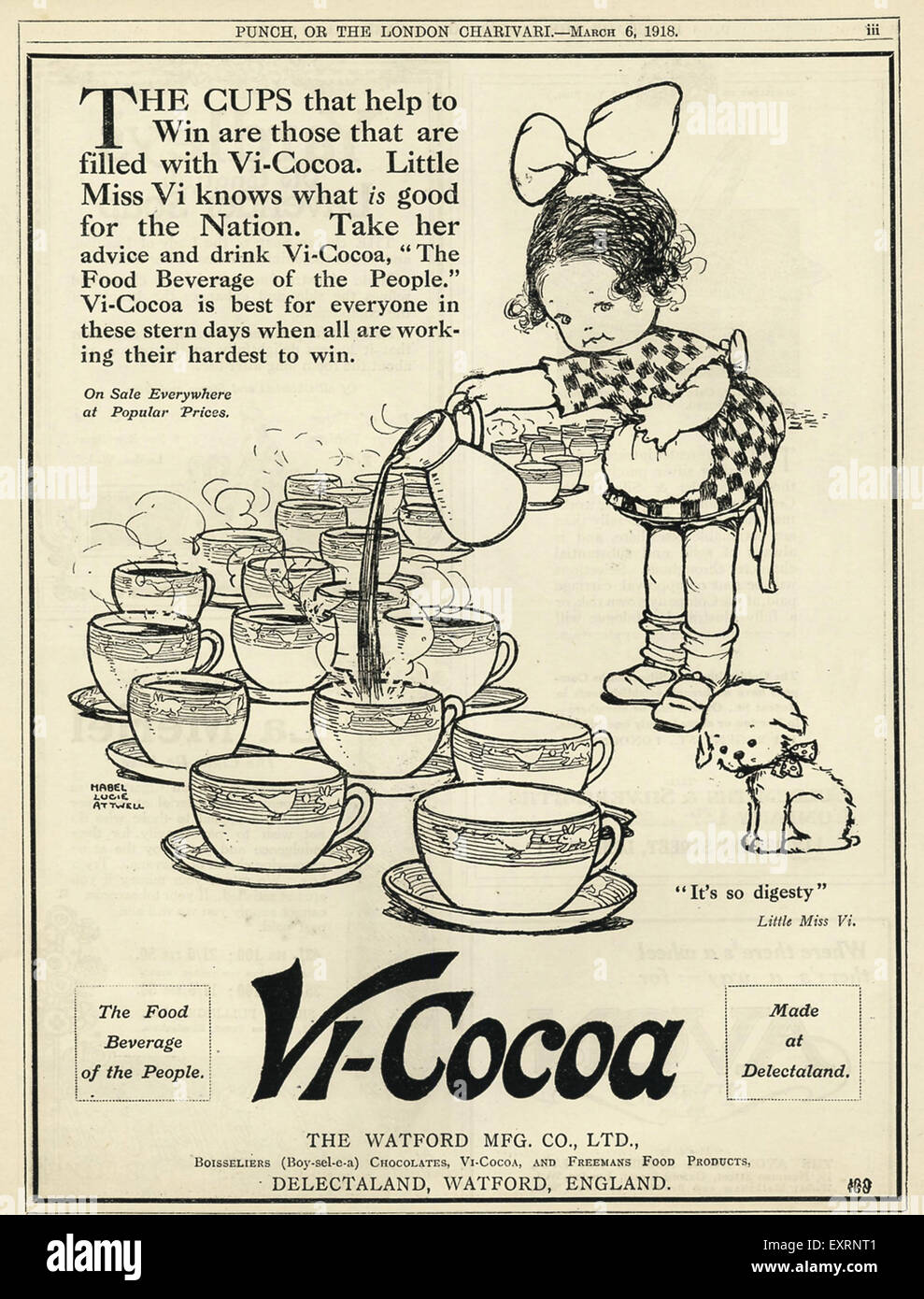 1910s UK Vi-cocoa Magazine Advert Stock Photo