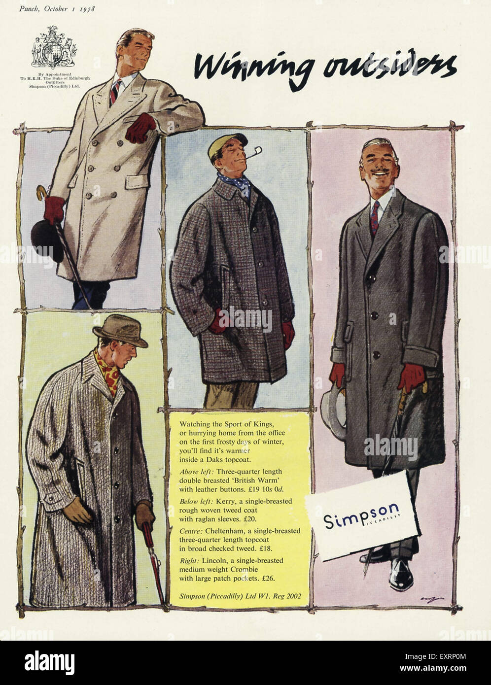 1950s UK Simpson Crombie Magazine Advert Stock Photo