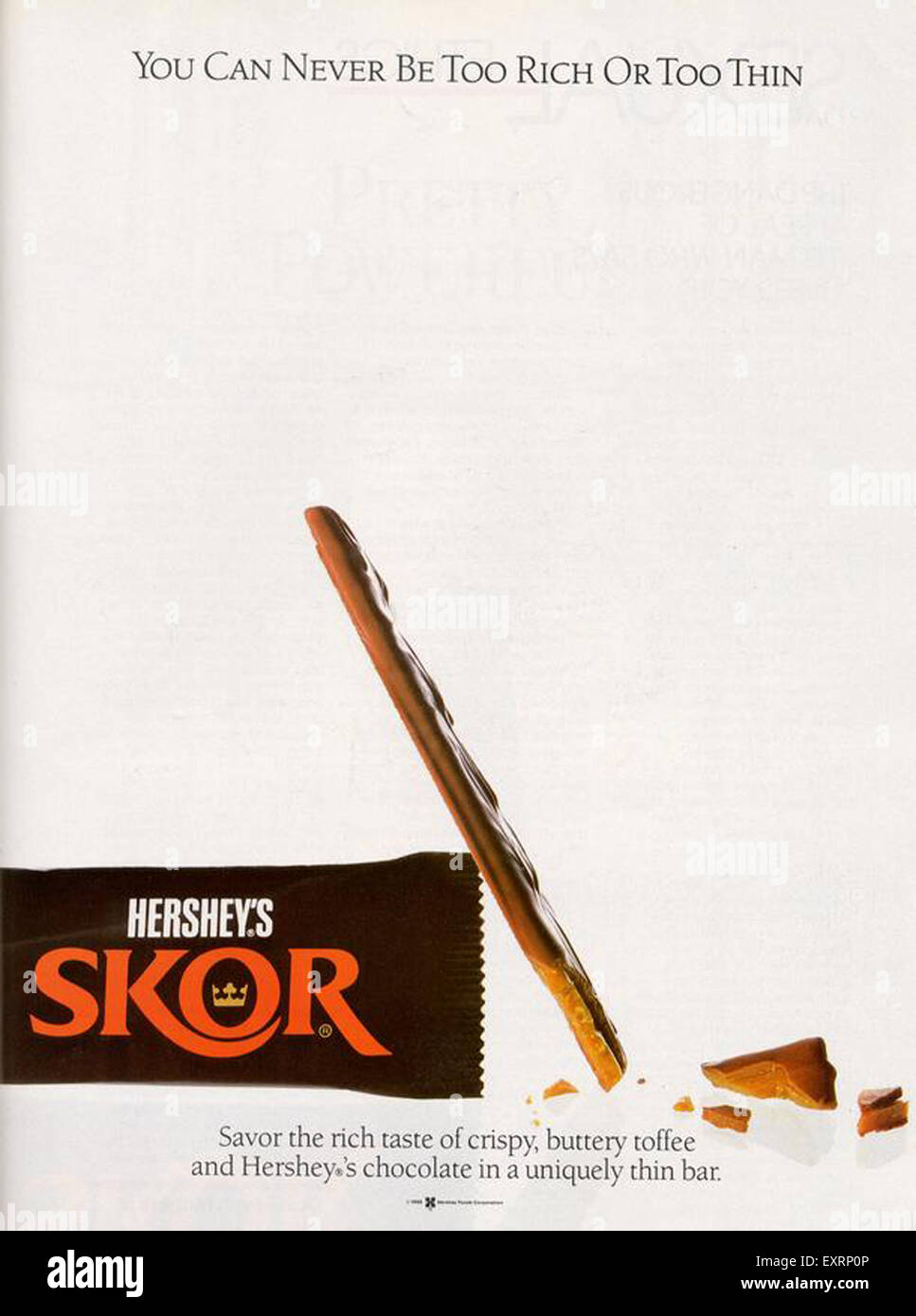 1990s USA Hershey's Skor Magazine Advert Stock Photo - Alamy