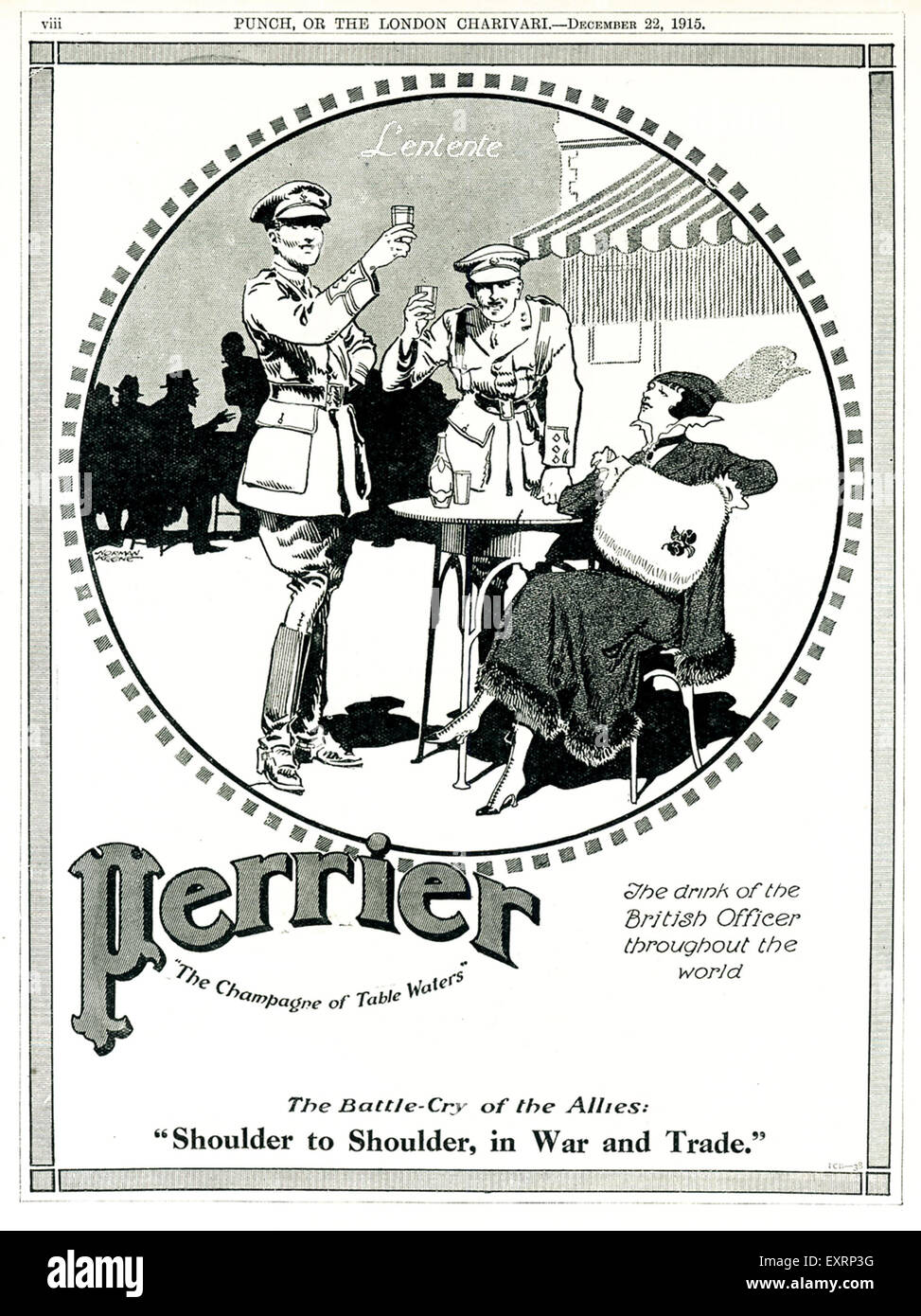 1910s UK Perrier Magazine Advert Stock Photo