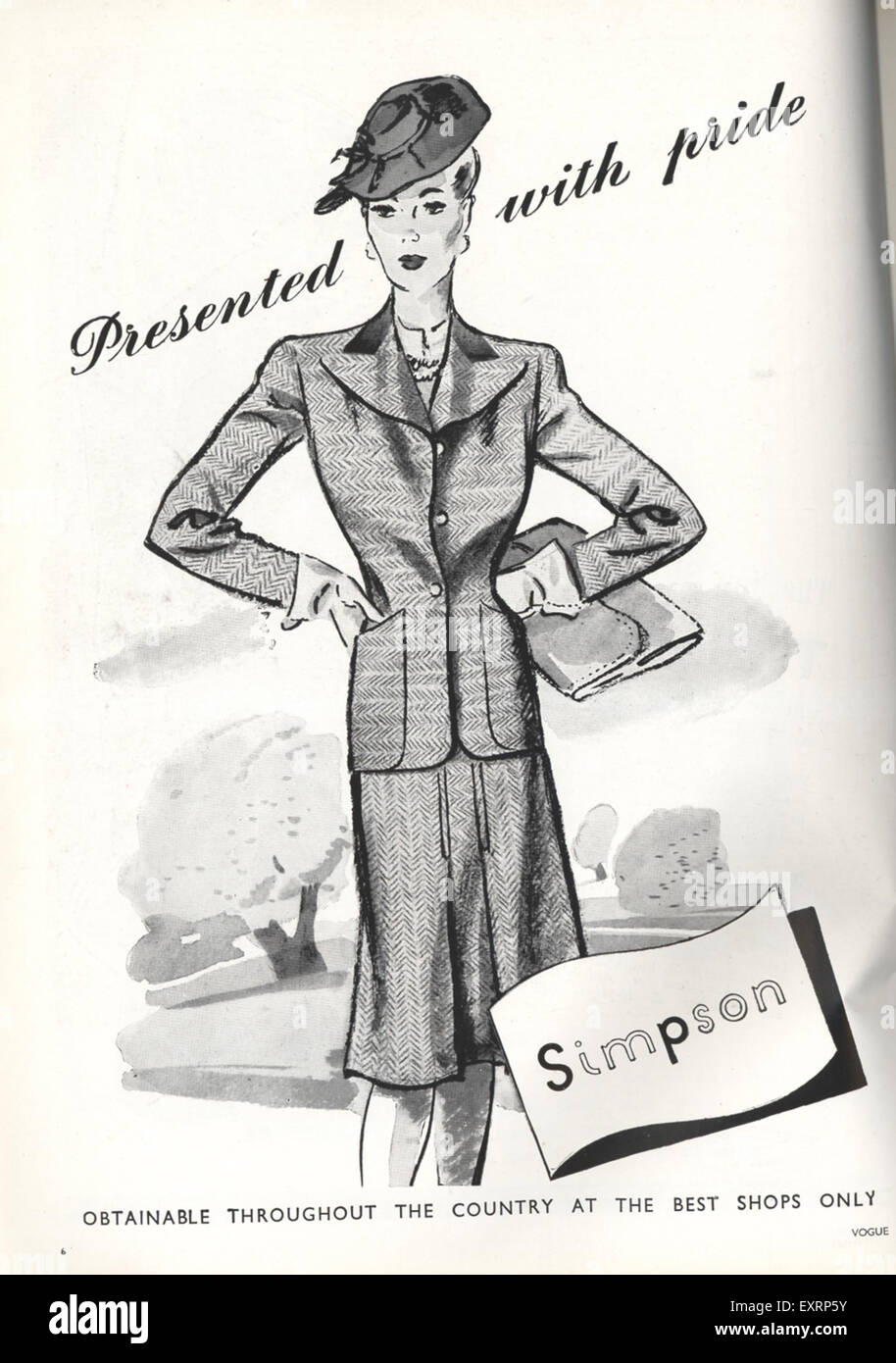 1940s UK Simpson Magazine Advert Stock Photo