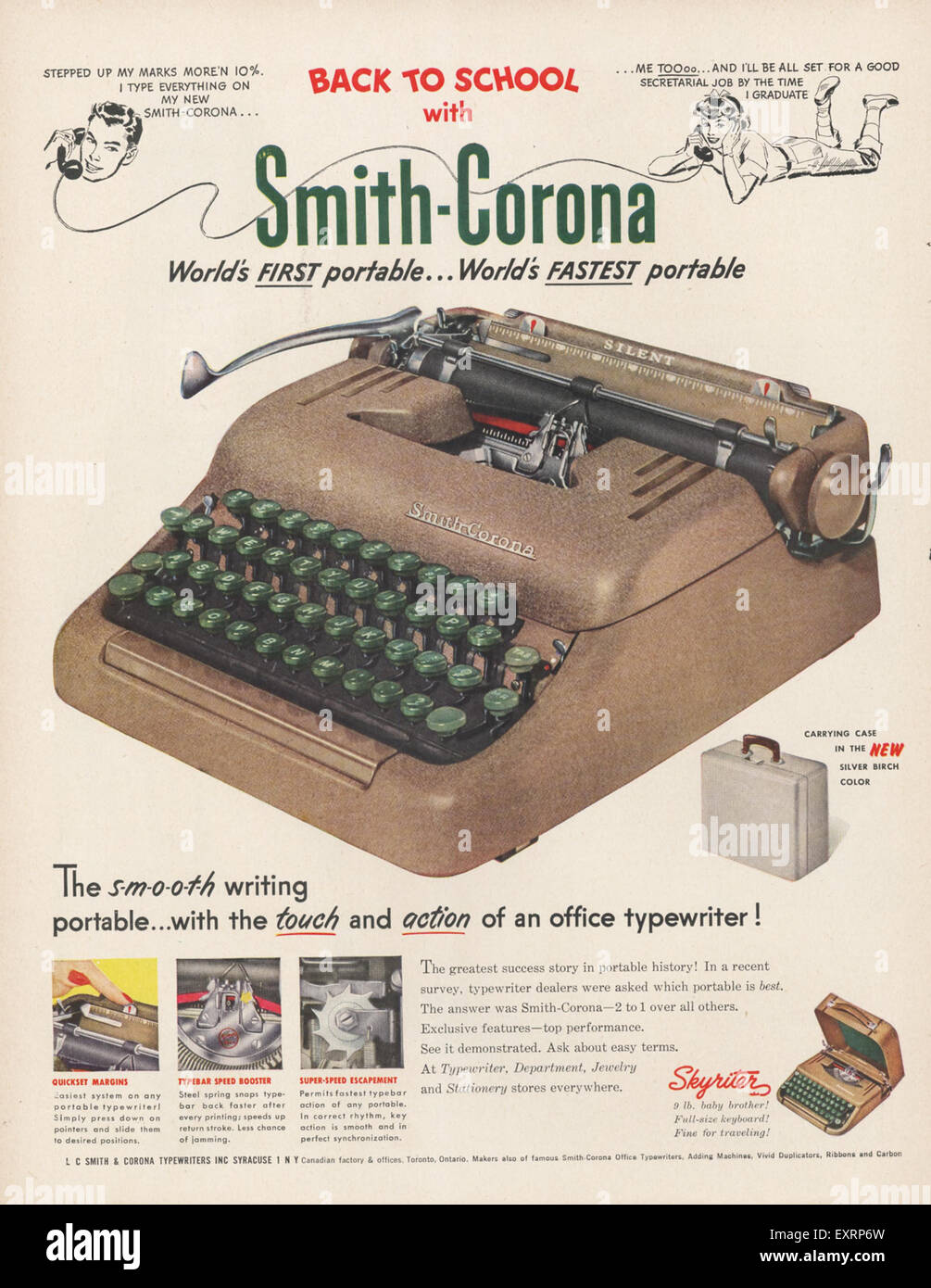 1950s USA Smith Corona Magazine Advert Stock Photo