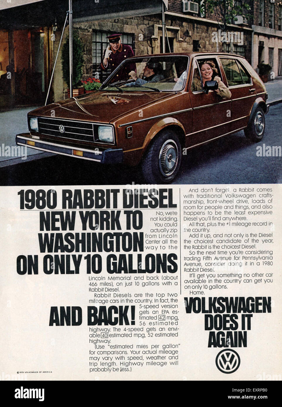 1980s USA Volkswagen VW Rabbit Magazine Advert Stock Photo