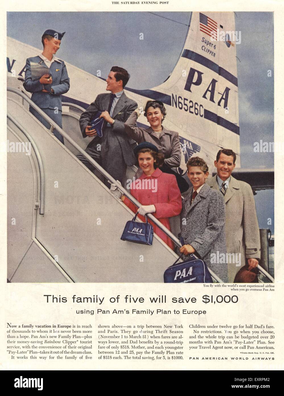 1960s USA Pan Am Magazine Advert Stock Photo
