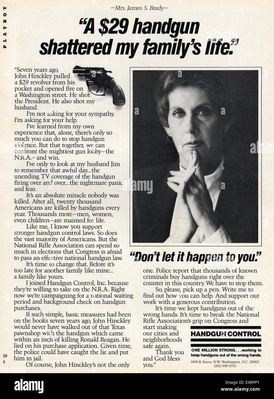 1980s USA Handguns Control Magazine Advert Stock Photo