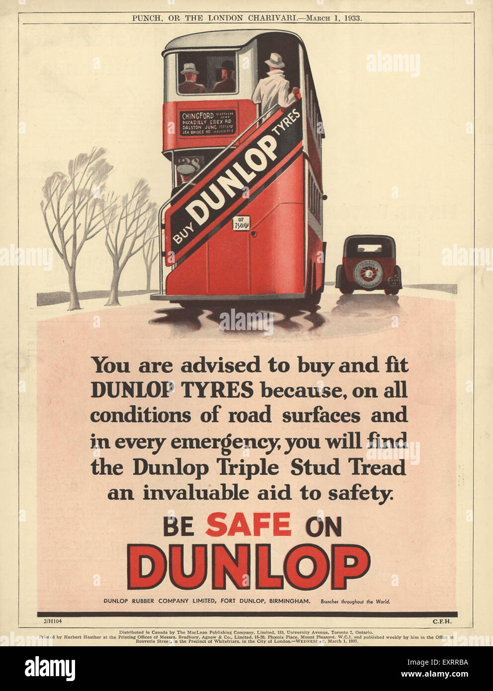 Advert dunlop tyres 1933 hi-res stock photography and images - Alamy