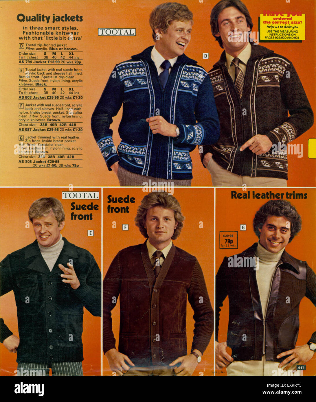1970s UK Peter Craig Mens  Fashion Catalogue/ Brochure Plate Stock Photo