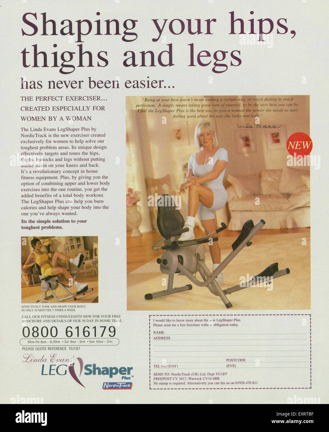 1990s UK Linda Evans' Leg Shaper Magazine Advert Stock Photo - Alamy