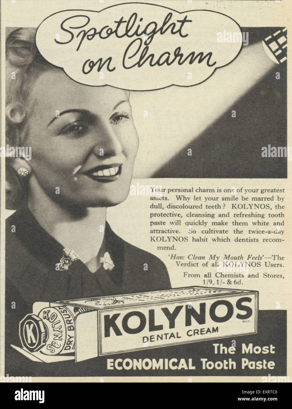 1940s UK Kolynos Magazine Advert Stock Photo - Alamy
