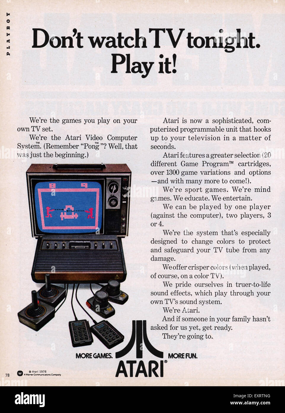 1970s USA Atari Magazine Advert Stock Photo