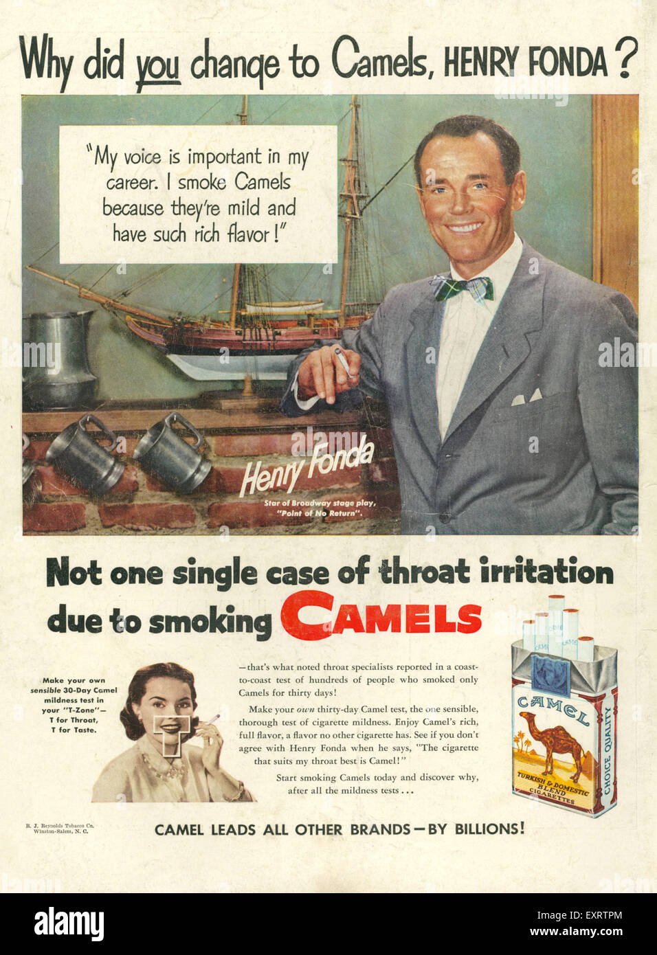 1940s USA Camels Magazine Advert Stock Photo