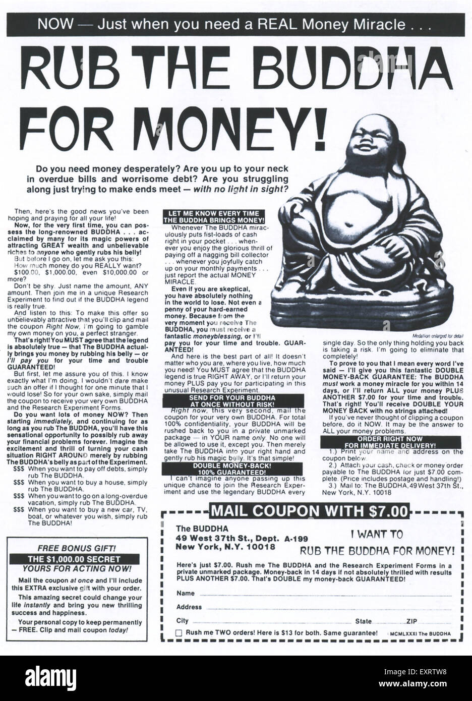 1980s USA Buddha Magazine Advert Stock Photo