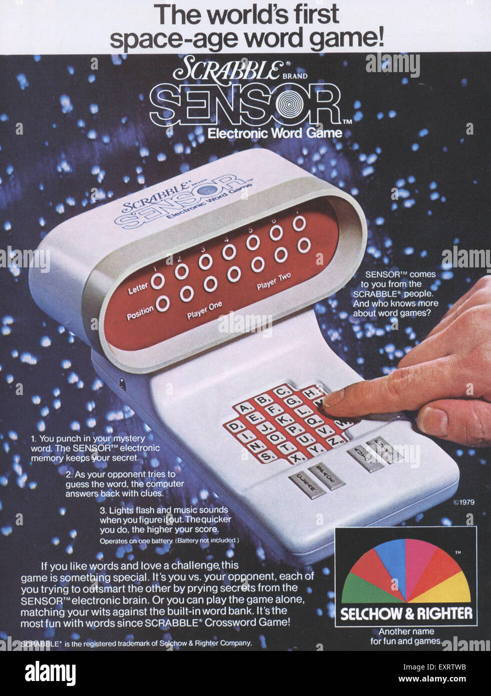 1980s USA Scrabble Sensor Magazine Advert Stock Photo