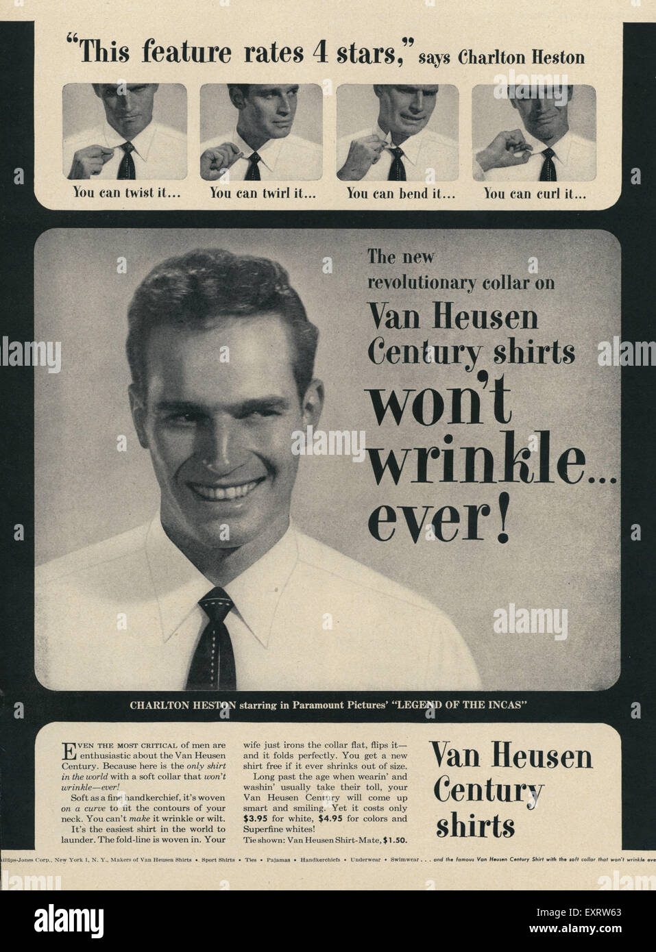 1950s USA Van Heusen Magazine Advert Stock Photo - Alamy