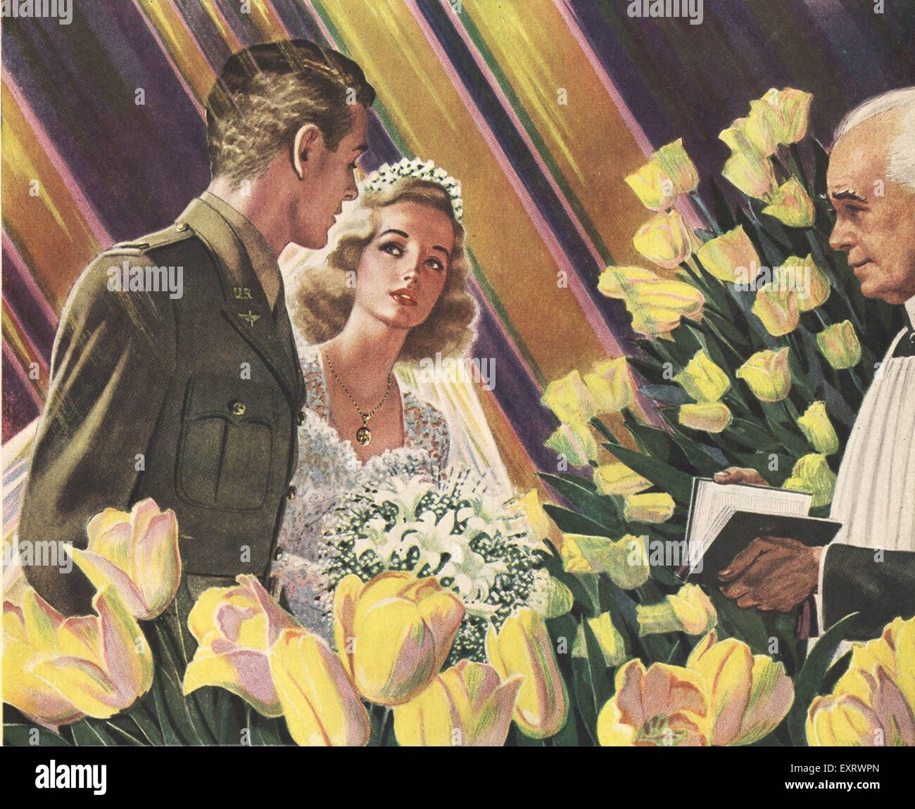 1940s USA Wedding Magazine Plate Stock Photo