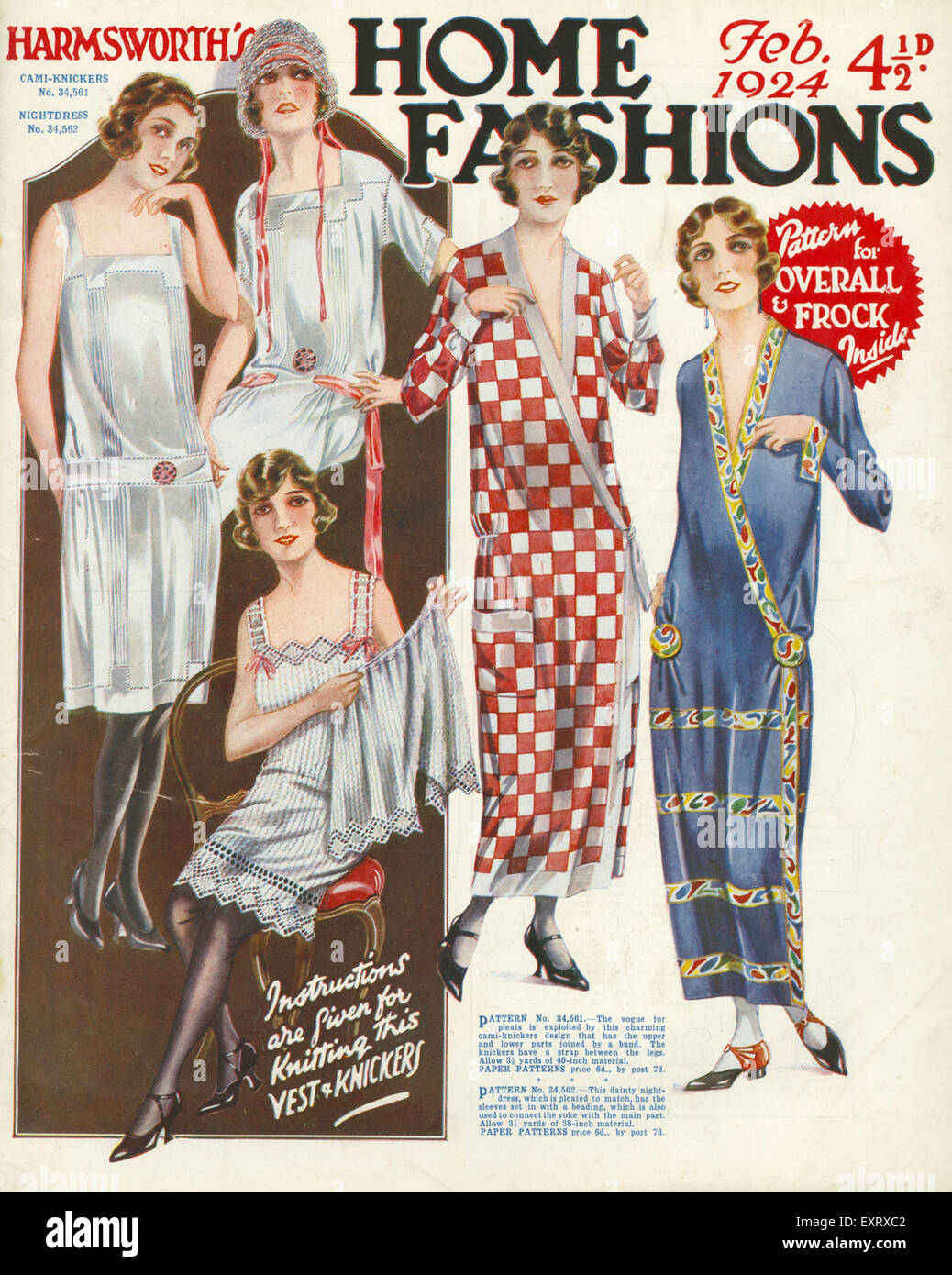 1920s UK Harmsworth's Home Fashion Magazine Cover Stock Photo 85348146