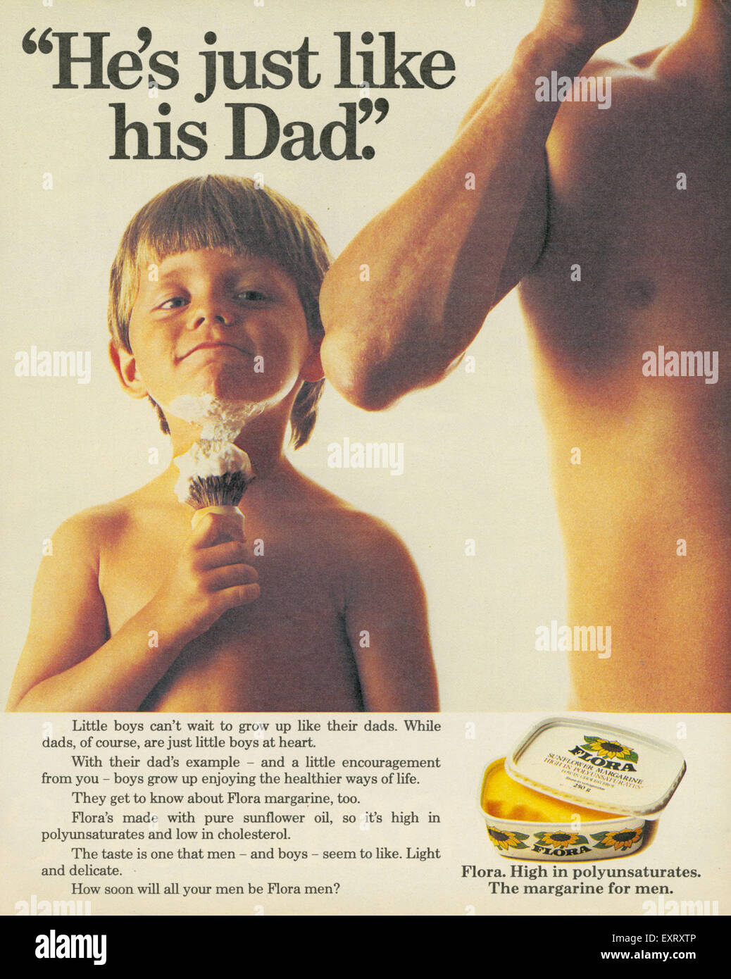 1980s UK Flora Magazine Advert Stock Photo