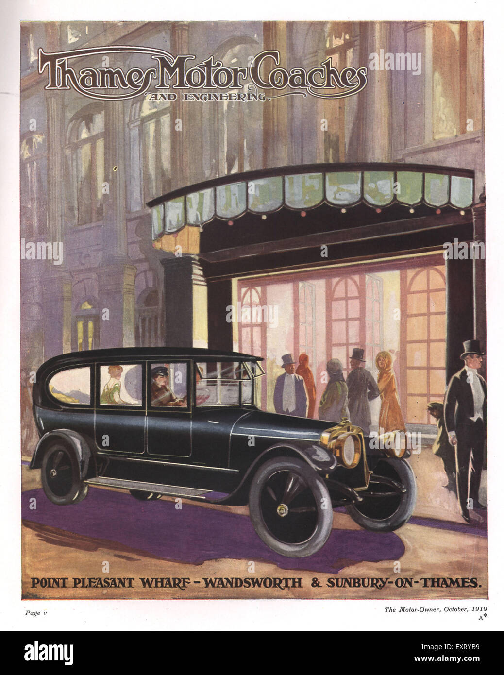 1910s UK Thame Motor Coaches Magazine Advert Stock Photo