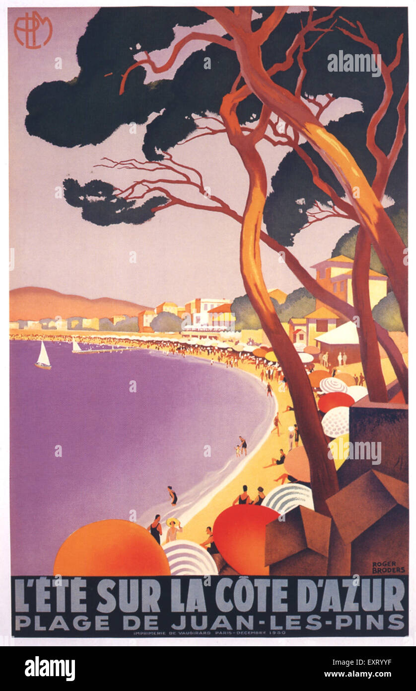 1930s France Cote D'Azur Poster Stock Photo - Alamy